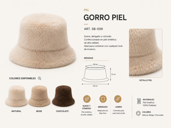 Alternative view of Gorro Piel