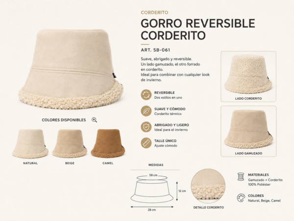 Alternative view of Gorro Reversible Corderito