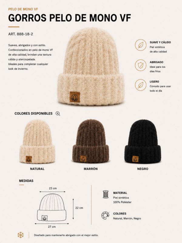 Alternative view of Gorros Pelo de Mono VF