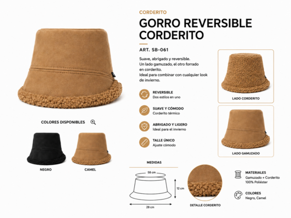 Alternative view of Gorro Reversible Corderito