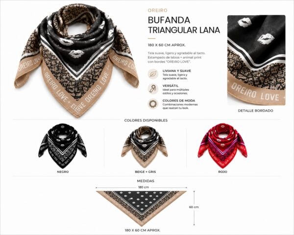 Alternative view of Bufanda Triangular Lana Oreiro